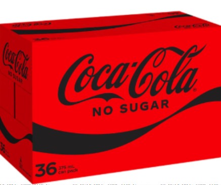 COCA COLA NO SUGAR Cans - 36 x 375ml Pack