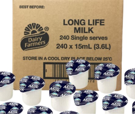 DAIRY FARMERS Long Life Milk - 240 x 15ml Packs