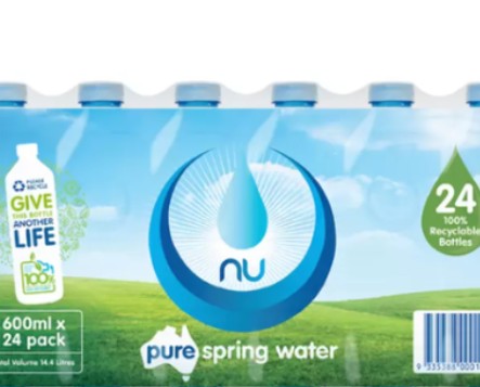 NU PURE Spring Water - 24 x 600ml Pack