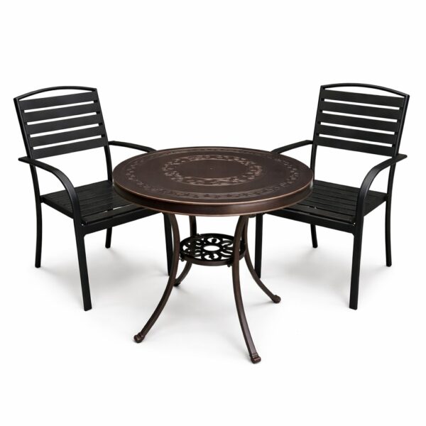 ZENITH Outdoor Aluminium Table & Chairs - 3 Piece Set