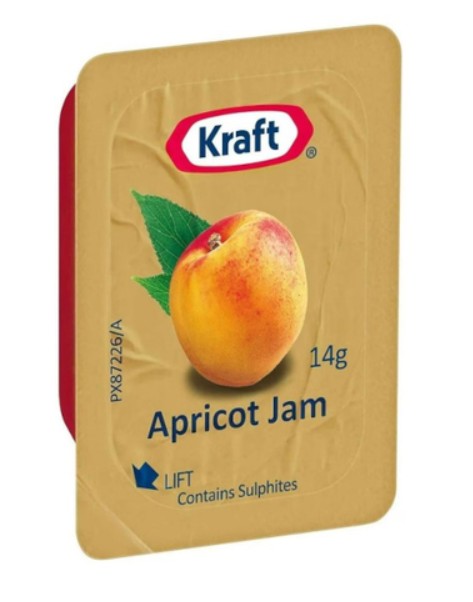 KRAFT - APRICOT Jam - 14gm x 75 Pack Tray