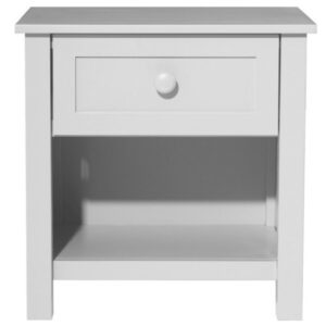 ZENITH Bedside Chest - 1 Drawer - Solid Timber - White