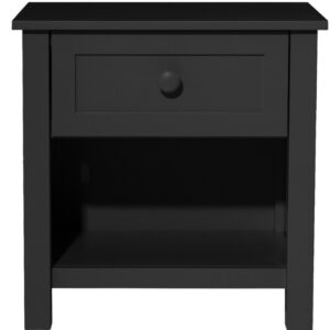 ZENITH Bedside Chest - 1 Drawer - Solid Timber - Black