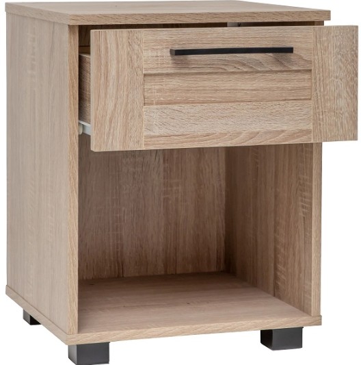 ZENITH Bedside Chest - 1 Drawer - Light Oak