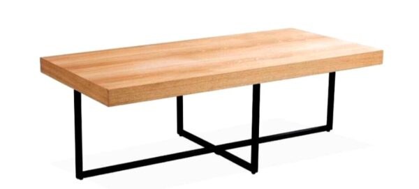 ZENITH Coffee Table 1.2m - Elm Timber Natural and Steel